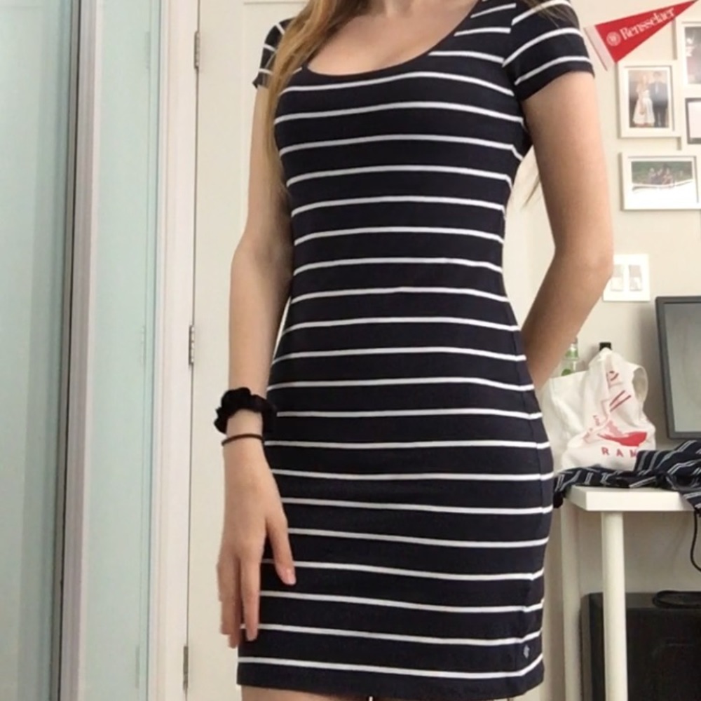 H&M Navy and White Stripe Bodycon Dress
